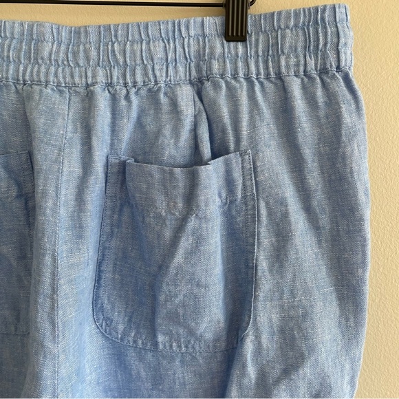 Talbots Women's 100% Linen Drawstring Pull On Pants Blue Size Large - Picture 2 of 14